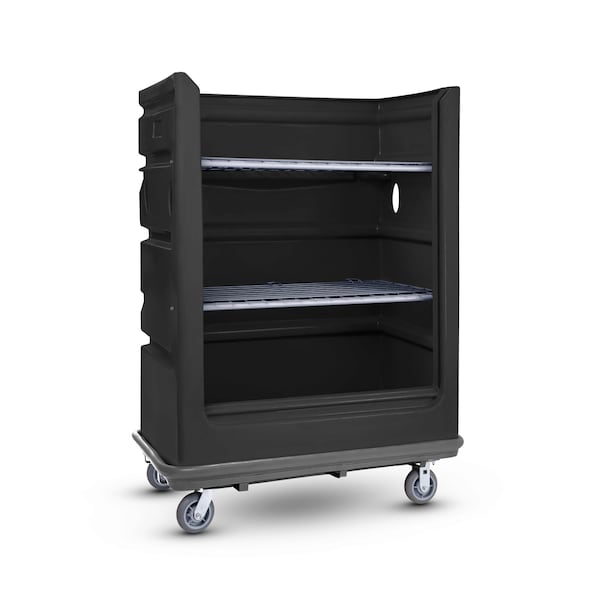 Polyethylene/Steel Poly Turnabout Bumper Truck, 2 Shelves, 2000 lb, Black